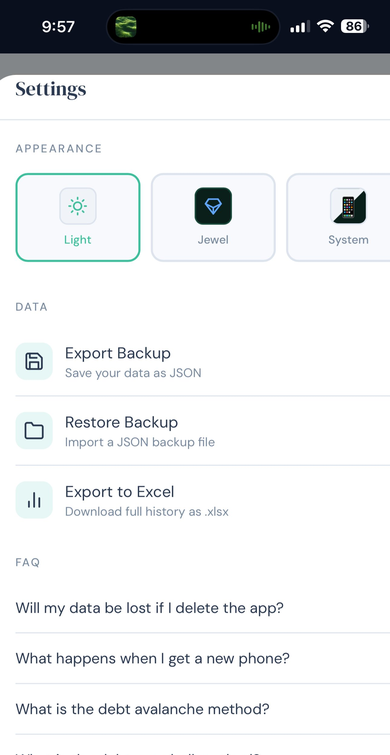 Eliminate app settings light theme